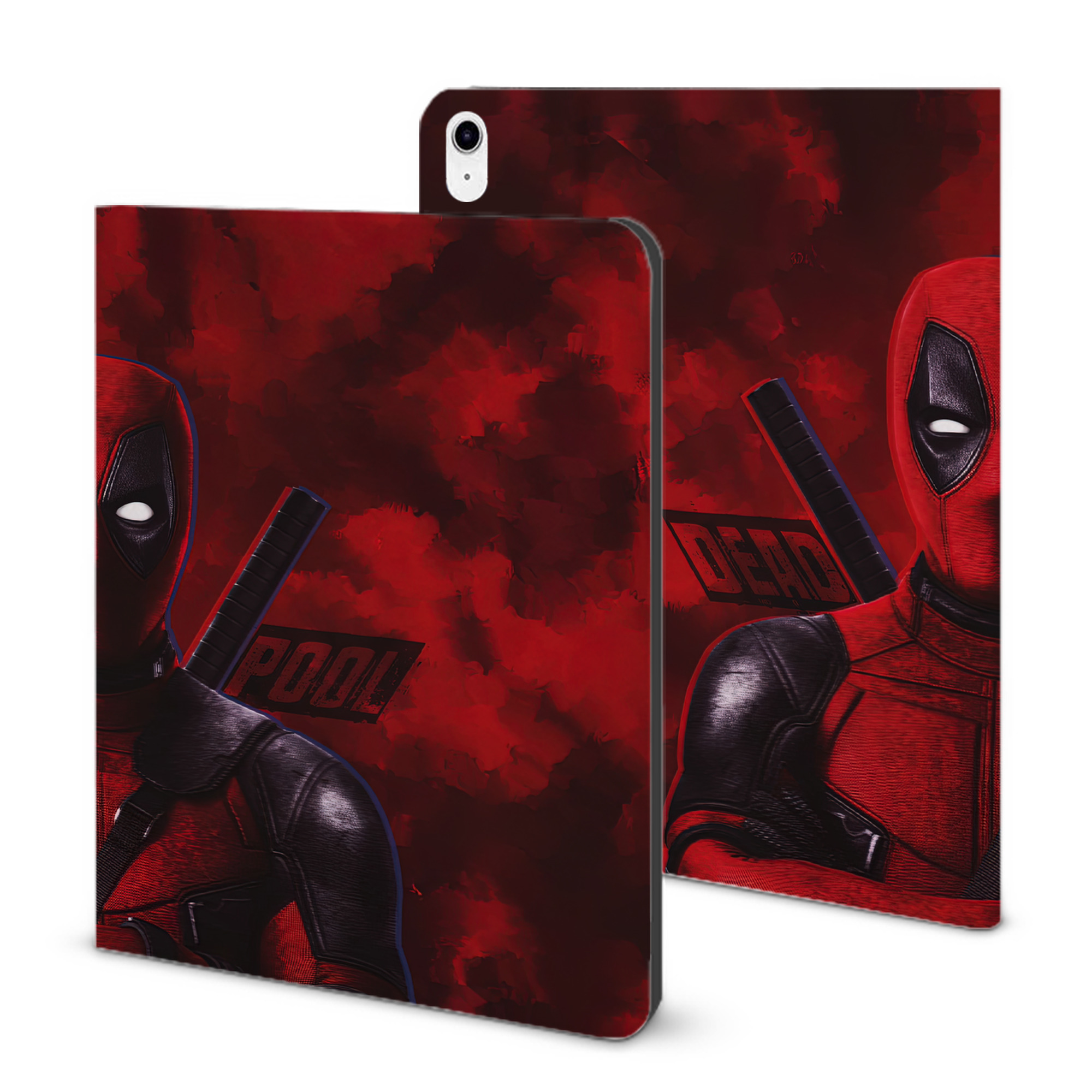 （画像用） Deadpool デッドプール IPad ケース ブック型 PUレザー TPU 耐衝撃 軽量 薄型 ペン収納なし 全面保護 IPad 各モデル対応